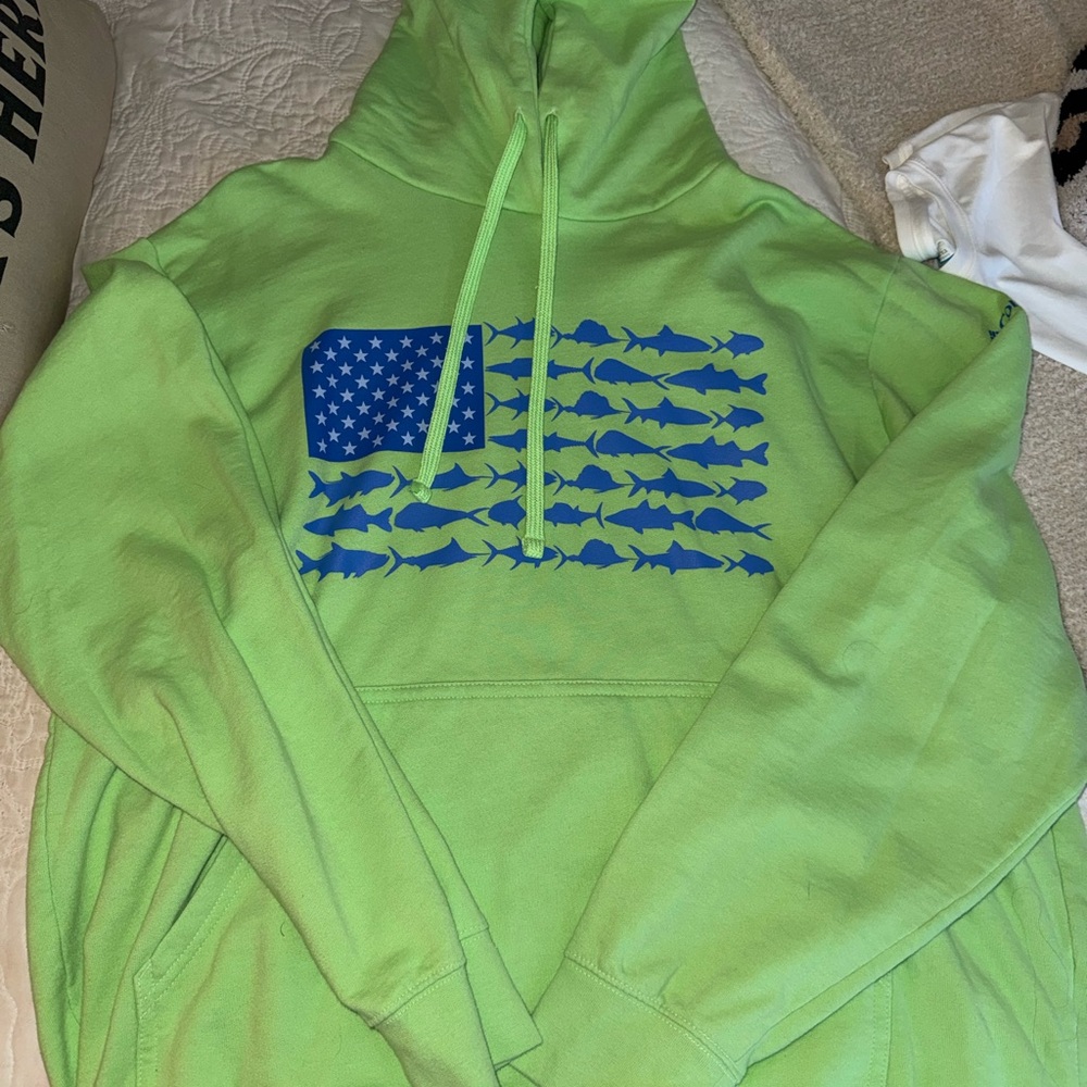 Columbia Vibrant Green Hoodie with Blue Accents